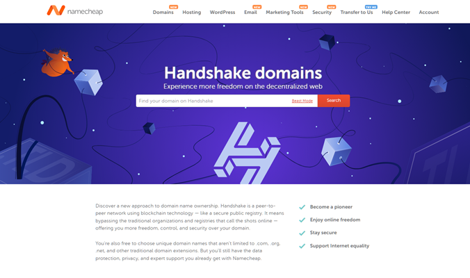 namecheap handshake